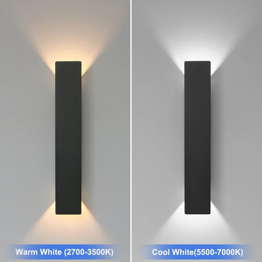 Outdoor LED Wall Lamp with Up & Down Light – IP65 Waterproof Aluminum, 24W, Black or White