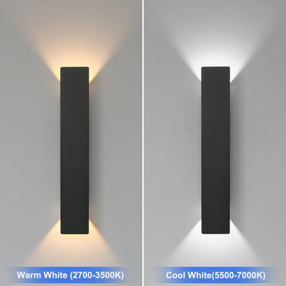 Outdoor LED Wall Lamp with Up & Down Light – IP65 Waterproof Aluminum, 24W, Black or White