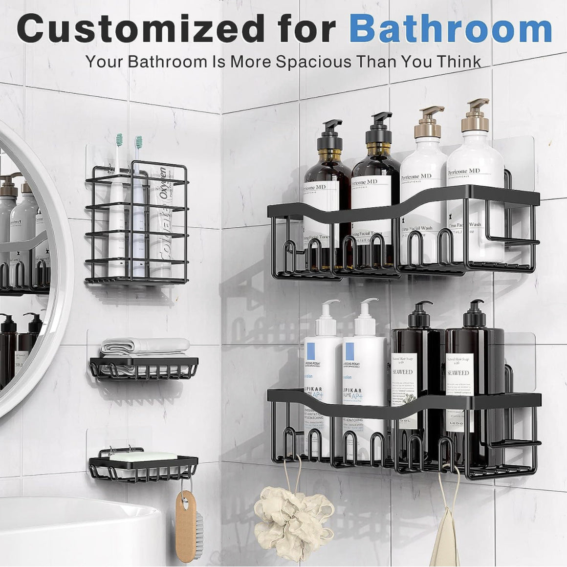 Wall-Mounted Bathroom Organizer Rack